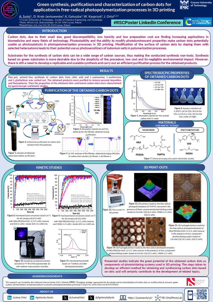 I invite you to find more about my research at #RSCPoster Conference 2024 organized by @RoySocChem 💡

My research was carried out in the #OrtylPhotoLab group 🤩✨ @JoannaOrtyl 

linkedin.com/posts/agnieszk…