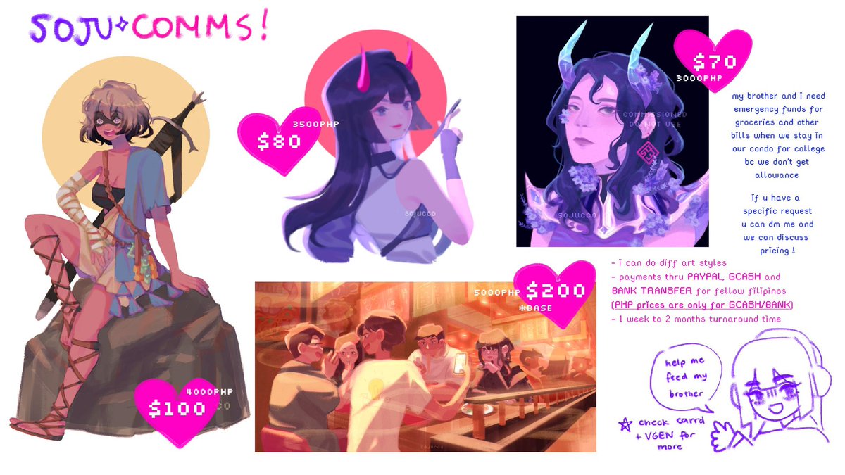 🤍 RTs appreciated !!!

hello i hav c0mmissions open, more details and options in my carrd and vgen :) budget menu im the replies as well 