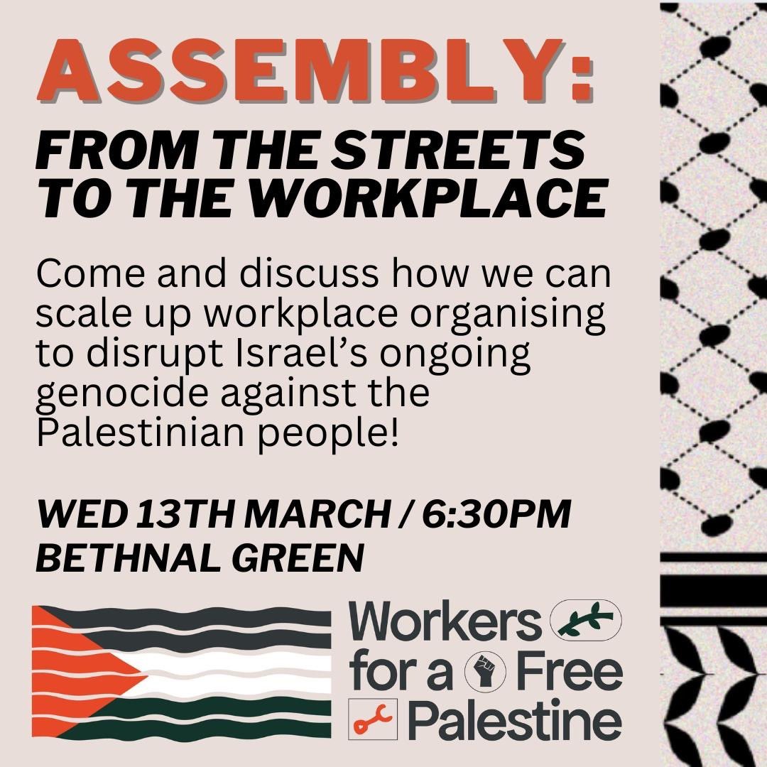 With more than 30,000 Palestinians killed, and 1.5 million people trapped in Rafah facing military bombardment and mass starvation, our solidarity cannot waver. Now is the time to scale up our action in the streets, in communities and crucially - in the workplace.