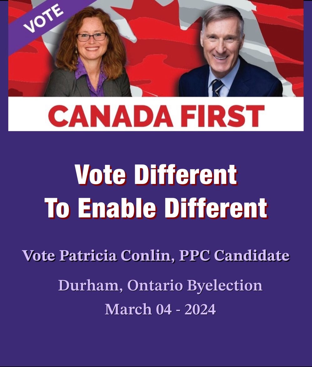 It’s by-election day in Durham. Vote different! Support @PatriciaC_PPC!
