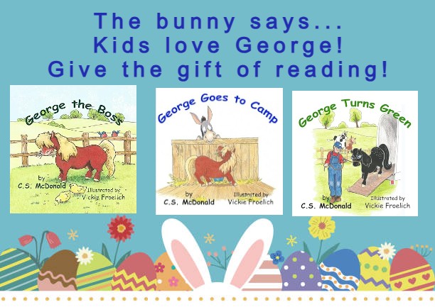 CSMcDonald7's tweet image. Fill those #Easter baskets with fun reads from 🐎GEORGE THE PONY🐎--kids love that ornery little guy!
GEORGE THE BOSS: amzn.to/2axOIQl
GEORGE GOES TO CAMP: amzn.to/2aIJRuS
GEORGE TURNS GREEN: amzn.to/2avEGz1
#kidsbooks #kidlit