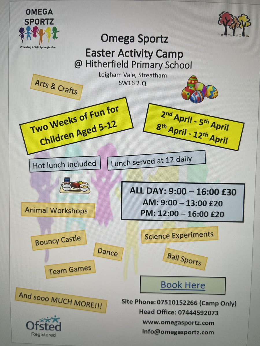 Holiday Camp at Hitherfield this Easter: Booking link: omegasportzltd.kidsclubhq.co.uk/rdr?u=book&id=…