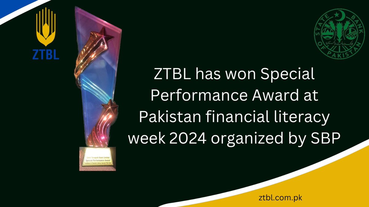 A moment of pride. ZTBL clinches Special Performance Award at Pakistan Financial Literacy Week 2024 organised by State Bank of Pakistan.
#ZTBL #FinancialLiteracyWeek #SBP #Awards #LinkedInConnections #Literacy #Pakistan