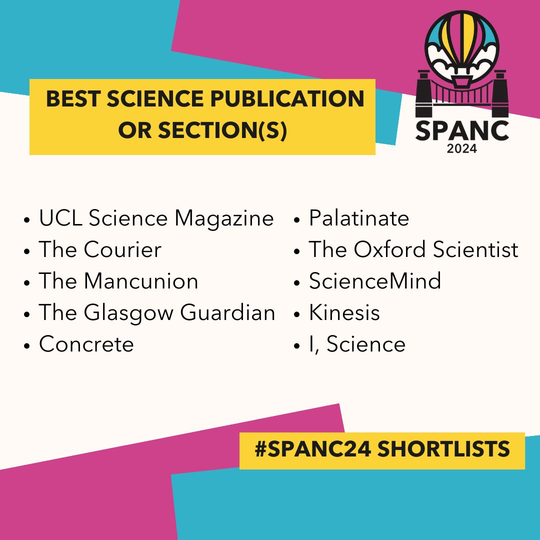 Student Publication Association (@spajournalism) on Twitter photo <a href="/Trinity_News/">Trinity News</a> <a href="/brignewspaper/">Brig Newspaper</a> <a href="/quench_magazine/">Quench Magazine</a> <a href="/Roar_News/">Roar News</a> <a href="/BadgerSussex/">Badger Trust Sussex</a> @TheGryphonLeeds <a href="/mountzoomer/">ailish</a> <a href="/themancunion/">The Mancunion</a> <a href="/thesaintonline/">The Saint</a> <a href="/EddieAtkinson17/">Eddie Atkinson</a> <a href="/thelemonpress/">The Lemon Press</a> <a href="/beaveronline/">The Beaver 🦫</a> <a href="/_Matt_M_Davis_/">Matt</a> <a href="/UCLCheeseGrater/">The Cheese Grater</a> <a href="/WarwickBoar/">The Boar</a> <a href="/Cherwell_Online/">Cherwell</a> <a href="/kBeattieZarb/">Kaitlyn Beattie-Zarb</a> @YorkVision <a href="/RachelLeoCronin/">Rachel Cronin (she/her)</a> <a href="/StrathTelegraph/">Strathclyde Telegraph</a> <a href="/ConcreteUEA/">Concrete</a> <a href="/LboroLabel/">LABEL</a> <a href="/TheBadgerSussex/">The Badger</a> <a href="/EpigramPaper/">Epigram</a> <a href="/stbonscc/">Milan Gregory Perera</a> <a href="/libgriffx/">libby griffiths</a> <a href="/CourierOnline/">The Courier</a> <a href="/yorknouse/">Nouse</a> <a href="/seven_standen/">Seven (they/them)</a> <a href="/empowordjournos/">Empoword Journalism</a> <a href="/thecollegeview/">The College View</a> <a href="/EfeImoyin/">Ese: The Misadventures of Moving Forward out now|</a> <a href="/SCANLU/">SCAN</a> <a href="/beccasymns_/">Becca</a> <a href="/joshpizpom/">Josh Pizzuto-Pomaco</a> <a href="/thegaudie/">The Gaudie</a> @sam_normann <a href="/LucyAJackson_/">Lucy Jackson</a> <a href="/TheStudentPaper/">Student Newspaper</a> <a href="/JoeHarston/">Joe</a> <a href="/Exepose/">Exeposé</a> Eureka! Again! Here's who's up for Best Science Publication or Section(s)
#SPANC24
<a href="/PalatinateUK/">Palatinate</a>
@OxSci
<a href="/ConcreteUEA/">Concrete</a>
@TheMancunion
<a href="/CourierOnline/">The Courier</a>
<a href="/isciencemedia/">I, Science</a>
<a href="/UCLKinesis/">UCL Kinesis Magazine</a>
@ScienceMindMag
@TheGlasgowGuardian <a href="/Trinity_News/">Trinity News</a> <a href="/brignewspaper/">Brig Newspaper</a> <a href="/quench_magazine/">Quench Magazine</a> <a href="/Roar_News/">Roar News</a> <a href="/BadgerSussex/">Badger Trust Sussex</a> @TheGryphonLeeds <a href="/mountzoomer/">ailish</a> <a href="/themancunion/">The Mancunion</a> <a href="/thesaintonline/">The Saint</a> <a href="/EddieAtkinson17/">Eddie Atkinson</a> <a href="/thelemonpress/">The Lemon Press</a> <a href="/beaveronline/">The Beaver 🦫</a> <a href="/_Matt_M_Davis_/">Matt</a> <a href="/UCLCheeseGrater/">The Cheese Grater</a> <a href="/WarwickBoar/">The Boar</a> <a href="/Cherwell_Online/">Cherwell</a> <a href="/kBeattieZarb/">Kaitlyn Beattie-Zarb</a> @YorkVision <a href="/RachelLeoCronin/">Rachel Cronin (she/her)</a> <a href="/StrathTelegraph/">Strathclyde Telegraph</a> <a href="/ConcreteUEA/">Concrete</a> <a href="/LboroLabel/">LABEL</a> <a href="/TheBadgerSussex/">The Badger</a> <a href="/EpigramPaper/">Epigram</a> <a href="/stbonscc/">Milan Gregory Perera</a> <a href="/libgriffx/">libby griffiths</a> <a href="/CourierOnline/">The Courier</a> <a href="/yorknouse/">Nouse</a> <a href="/seven_standen/">Seven (they/them)</a> <a href="/empowordjournos/">Empoword Journalism</a> <a href="/thecollegeview/">The College View</a> <a href="/EfeImoyin/">Ese: The Misadventures of Moving Forward out now|</a> <a href="/SCANLU/">SCAN</a> <a href="/beccasymns_/">Becca</a> <a href="/joshpizpom/">Josh Pizzuto-Pomaco</a> <a href="/thegaudie/">The Gaudie</a> @sam_normann <a href="/LucyAJackson_/">Lucy Jackson</a> <a href="/TheStudentPaper/">Student Newspaper</a> <a href="/JoeHarston/">Joe</a> <a href="/Exepose/">Exeposé</a> Eureka! Again! Here's who's up for Best Science Publication or Section(s)
#SPANC24
<a href="/PalatinateUK/">Palatinate</a>
@OxSci
<a href="/ConcreteUEA/">Concrete</a>
@TheMancunion
<a href="/CourierOnline/">The Courier</a>
<a href="/isciencemedia/">I, Science</a>
<a href="/UCLKinesis/">UCL Kinesis Magazine</a>
@ScienceMindMag
@TheGlasgowGuardian