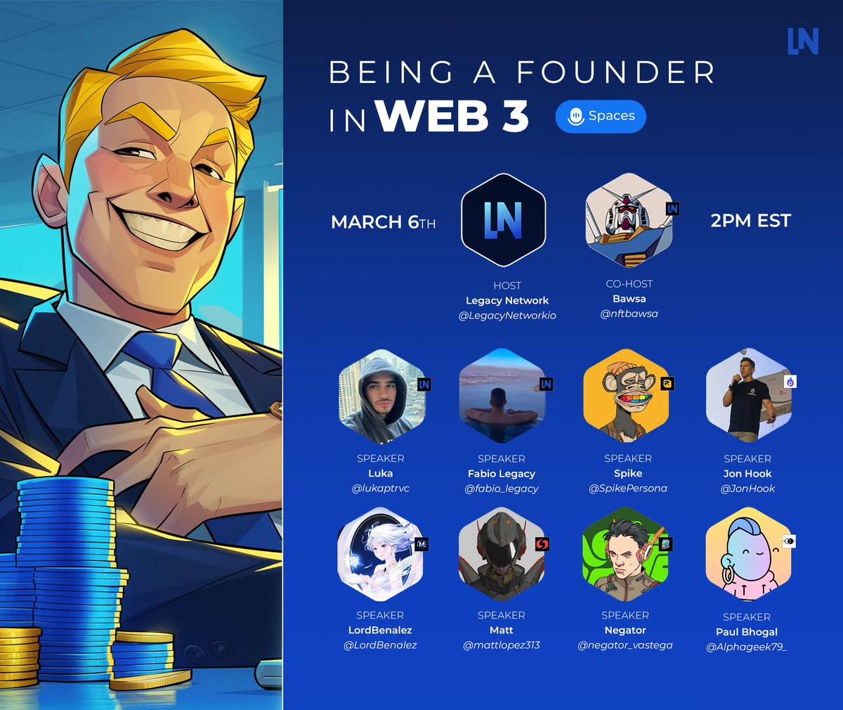 Being a Founder in Web3, what does it take?

Join us on our mega space with some of the top Founders: 

📆 Wednesday at 2 PM EST

Set your reminders below 🔔👇