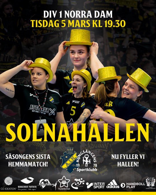 aikdamhandboll's tweet photo. SÄSONGENS SISTA HEMMAMATCH &amp; NORRORTSDERBY🔥 https://t.co/wfIGOns9ev