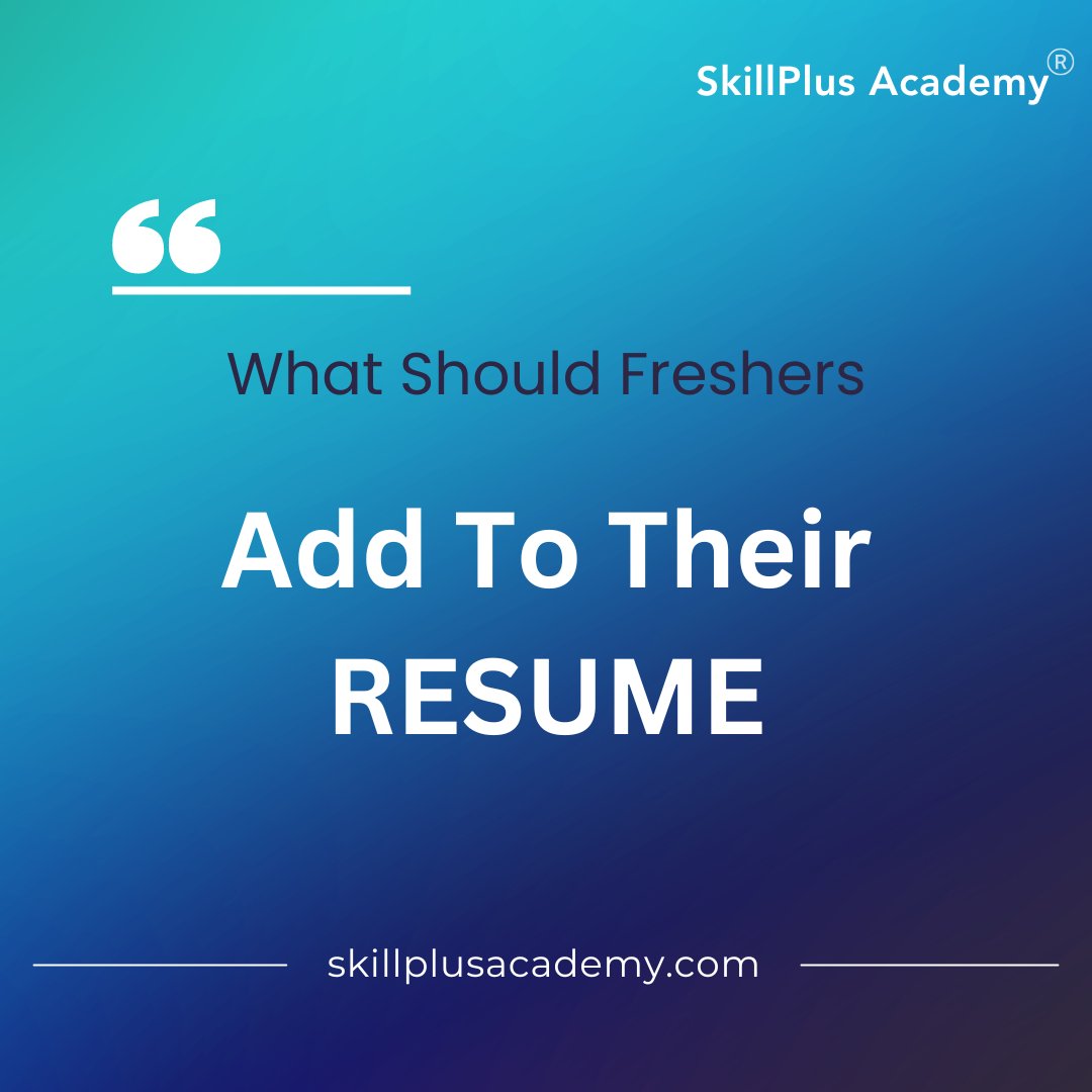 SkillPlus_Surat's tweet photo. Ready to wrap up your resume with a bang, freshers?
.
.
.
#careerstart #resumehacks #resumetips #fresher #ressumewriting #resumebuilding #skillplus #skillplusacademy https://t.co/wxHP6ZABpq