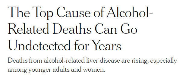 Important @nytimes article from @SmithDanaG on the insidious and deadly nature of alcohol-associated liver disease with important input from @sasha_link, Dr. Mellinger, @DrLoomba and @RJWong333 nytimes.com/2024/03/04/wel….