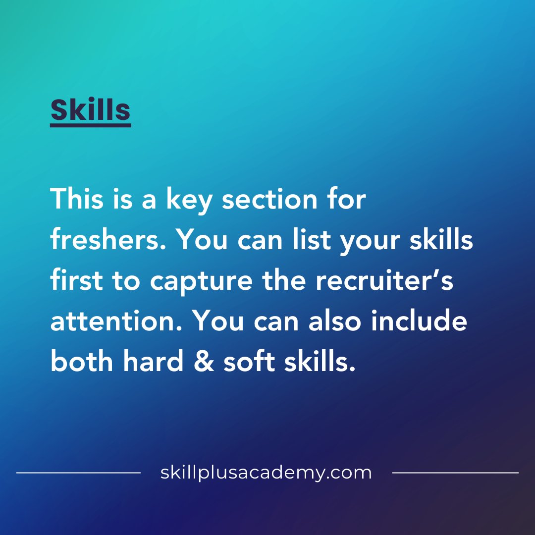 SkillPlus_Surat's tweet photo. Ready to wrap up your resume with a bang, freshers?
.
.
.
#careerstart #resumehacks #resumetips #fresher #ressumewriting #resumebuilding #skillplus #skillplusacademy https://t.co/wxHP6ZABpq