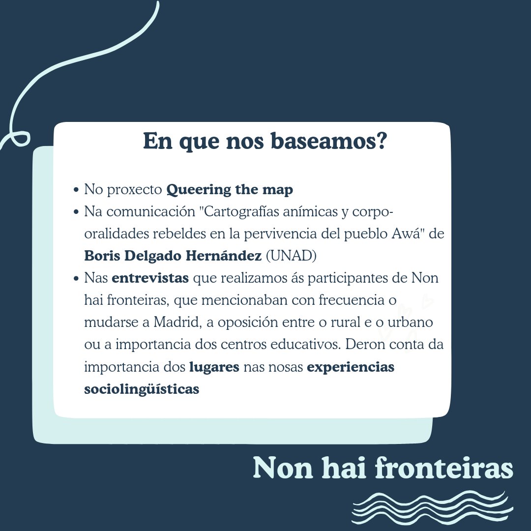nonhaifronteira's tweet photo. Convidámosvos a participar neste mapeo das nosas experiencias sociolingüísticas: algunha vez xulgaron como falabas, aprenderon a túa lingua por amor ou te forzaron a ocultar o teu acento? 
1/3
https://t.co/UgdalrkxTs https://t.co/P0kYexyfYy