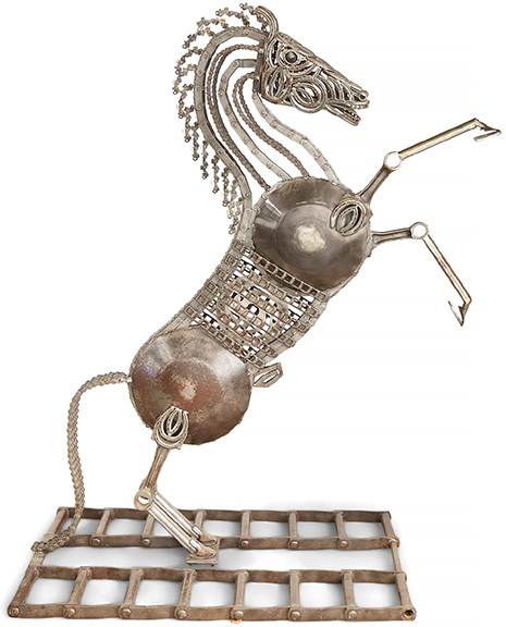 AntiqueDigest's tweet photo. "Horse" by Richard Swenson (1934-2023), made of metal and found objects, 90" x 70" x 40", with intertwined “DO” brand of David Oreck, sold for $16,250 (e. $2000/4000) at New Orleans Auction Galleries https://t.co/5FXqSLYpMI #art #artist #sculpture #sculptor #Swenson #horse https://t.co/8XB1R2EVq2