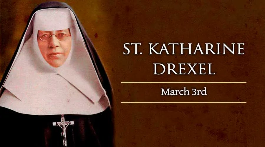 Living Faith_YCDSB (@reldept_ycdsb) on Twitter photo Yesterday was the Feast of St. Katharine Drexel, patron saint of <a href="/SKDCHS/">St Katharine Drexel CHS</a> in Stouffville. St. Katharine founded the Sisters of the Blessed Sacrament, a religious order serving Black and Indigenous Americans. She was brave, loving, and generous. She's the patron of racial justice. Yesterday was the Feast of St. Katharine Drexel, patron saint of <a href="/SKDCHS/">St Katharine Drexel CHS</a> in Stouffville. St. Katharine founded the Sisters of the Blessed Sacrament, a religious order serving Black and Indigenous Americans. She was brave, loving, and generous. She's the patron of racial justice.