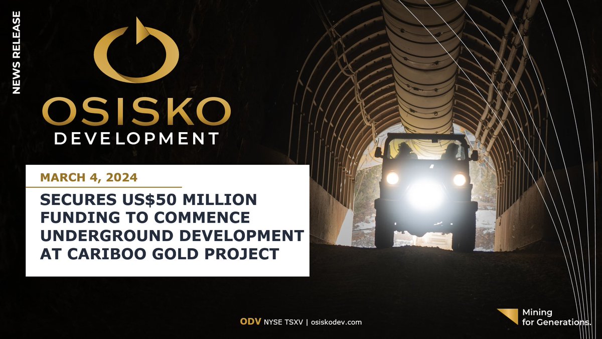 Osisko Development Provides Update for Tintic, Cariboo Gold and