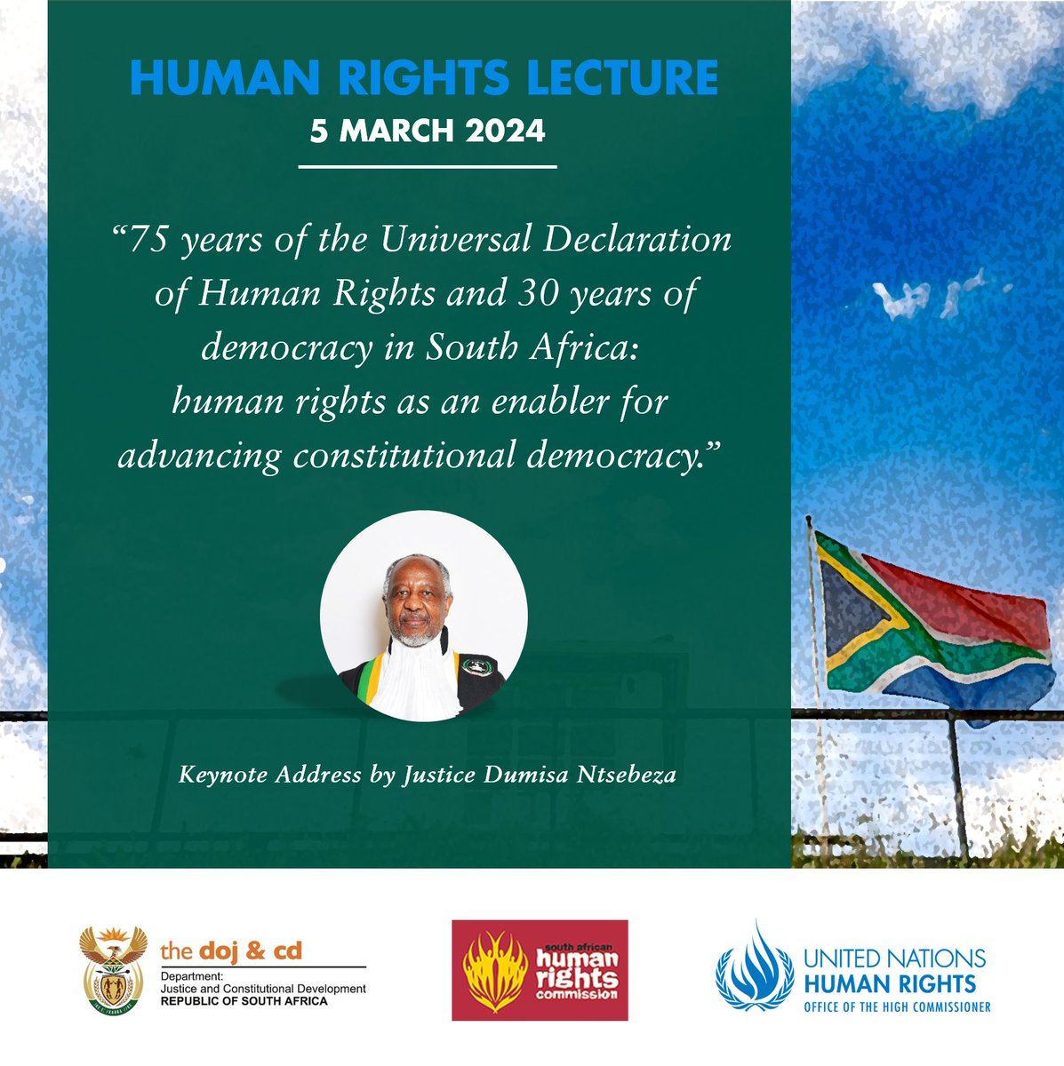 ohchr_sa's tweet image. Join the #HumanRights Lecture tomorrow at 9:30AM SAST. 

Keynote address by Justice Dumisa Ntsebeza of the @court_afchpr.

📺LIVESTREAM: youtube.com/watch?v=rQO-Po…

#HumanRightsMonth #30YearsOfDemocracy