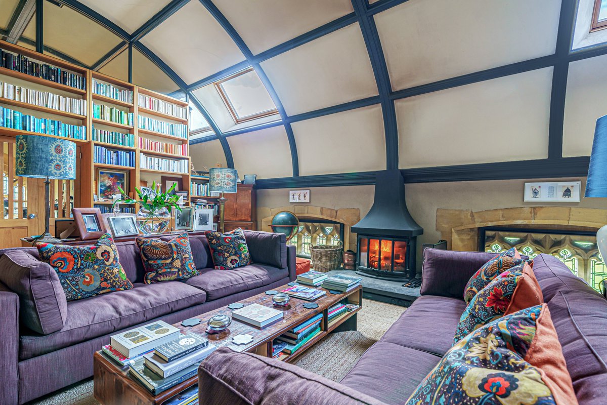 bathandrural's tweet image. For Sale!: Converted in the year 2000, traditional 1896 built Anglican Church Old St. John’s is a striking home featuring a barrel-vaulted ceiling, mullion windows and a notable Edward Burne-Jones stained glass window: fineandcountry.co.uk/bath-estate-ag…