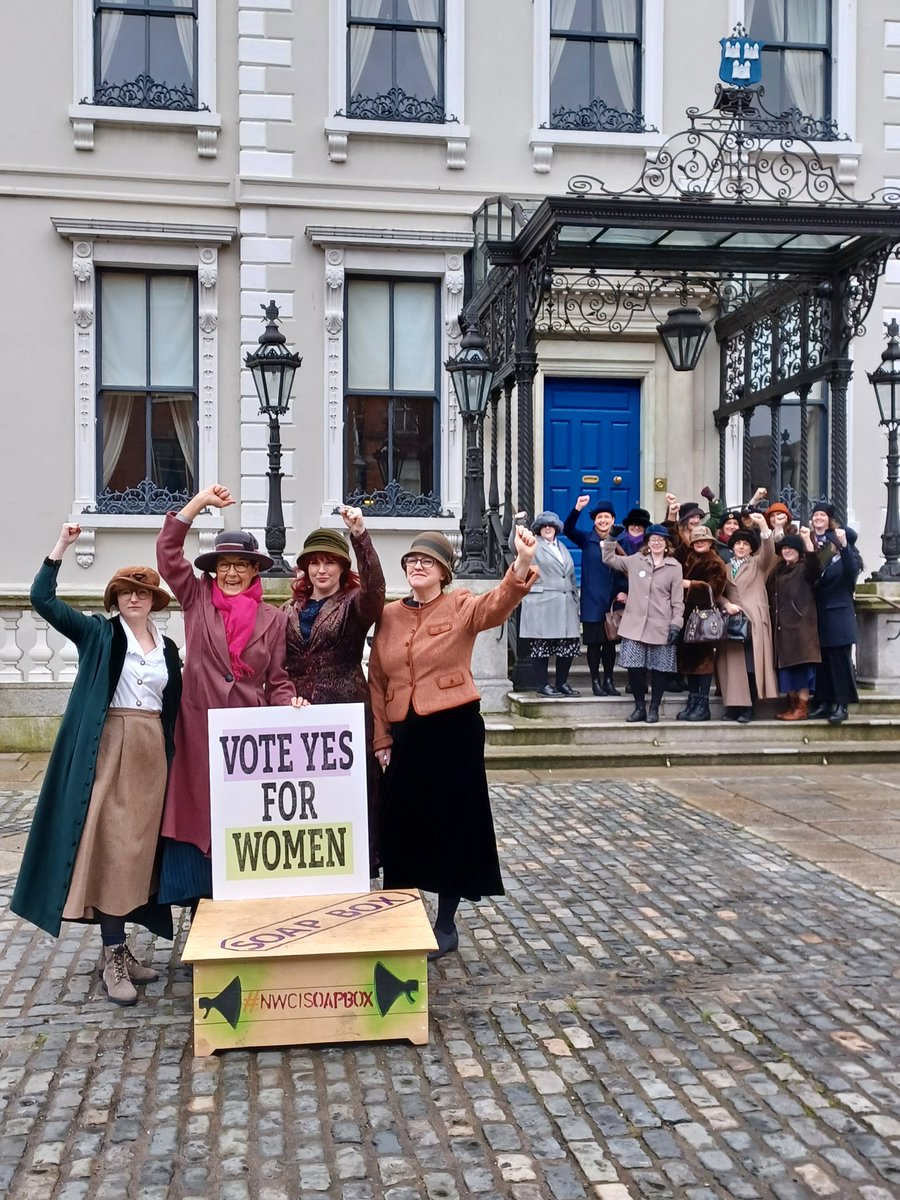 @NWCI re-enacting the 1937 women's protest against the insertion of Article 41.2 Women opposed it in 1937 Women are STILL opposing it in 2024 #VoteYesYes