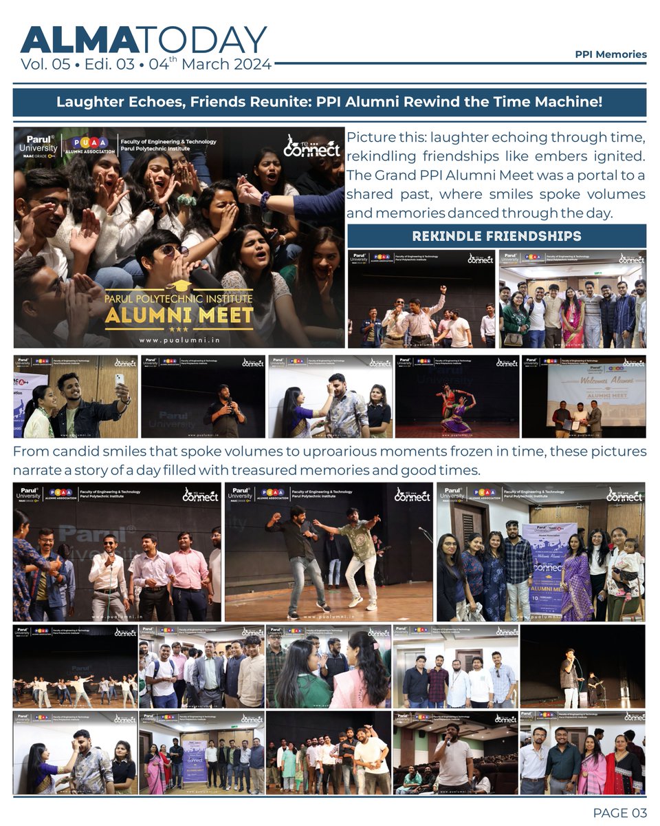 ParulAlumni's tweet image. Get ready to be wowed in the March edition of Alma Today! Dive into the latest issue and relive the magic of the electrifying moments from FMS and PPI Alumni Meets.✨

#AlmaToday
#MarchEdition
#AlumniNewsletter
#PUAlumniAssociation
#ParulUniversity