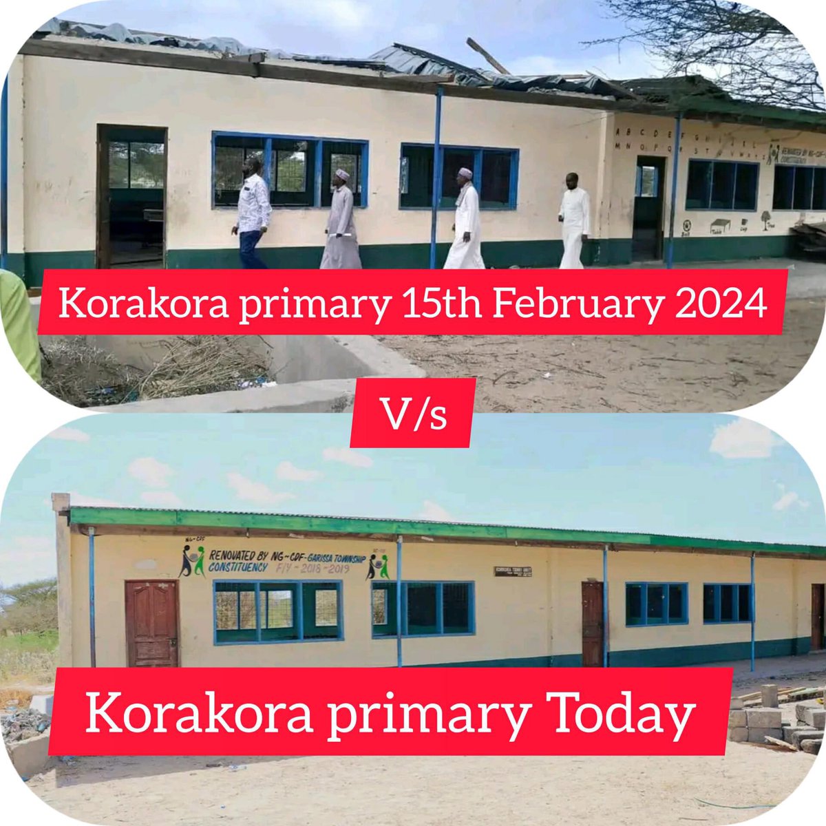 Glad to report that we have completed the rehabilitation of affected facilities in Korkora Primary school blown off by a windstorm a fortnight ago.