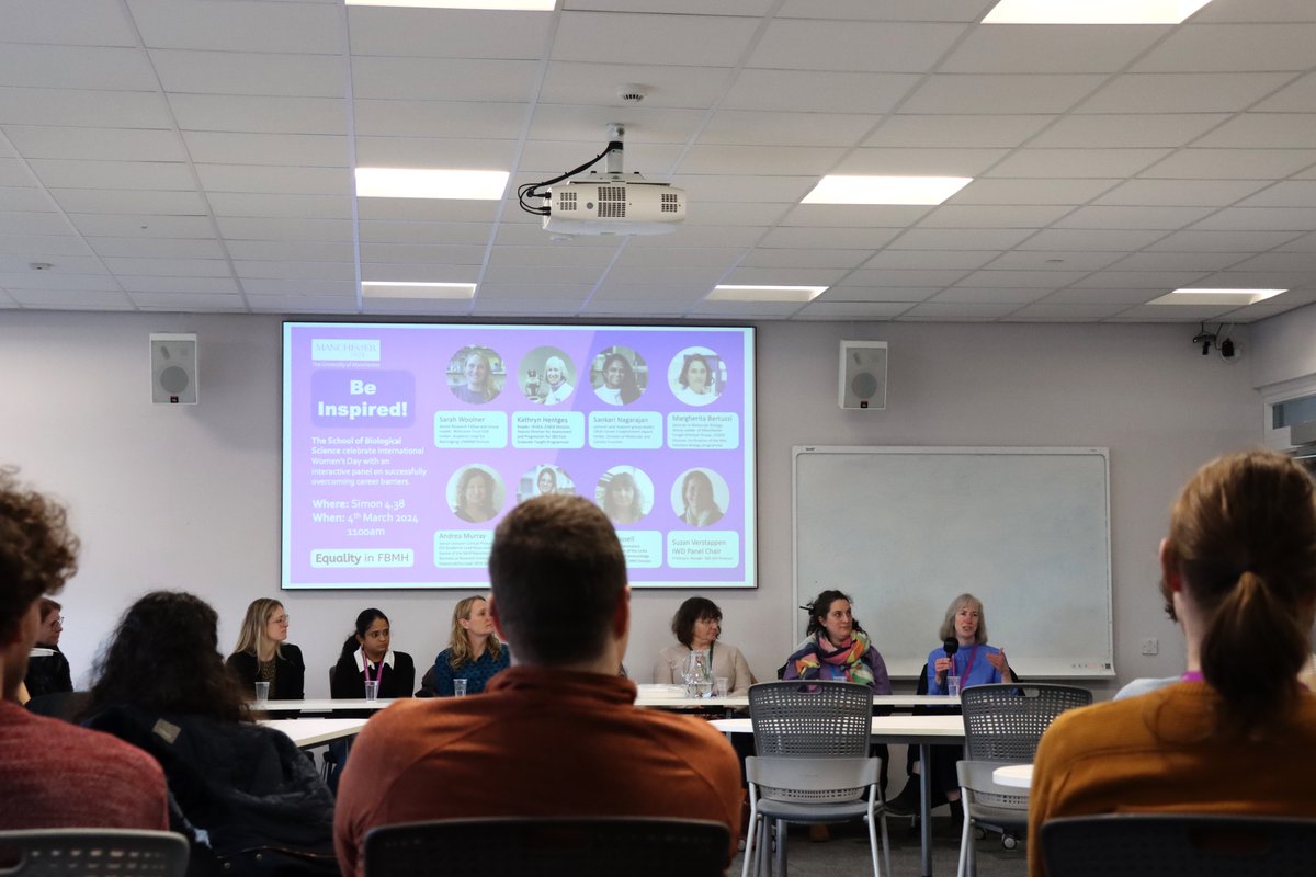 A fantastic panel of women from the School of Biological Sciences @officialuom, shared their personal experiences and how they got to where they are today. #InternationalWomensDay