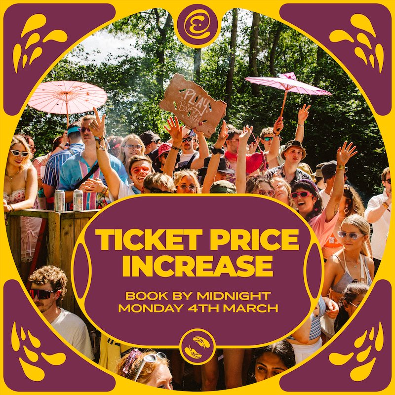 ‼️ TICKET WARNING ‼️ Tickets go up in price at midnight tonight. ↗️

🎟️ Here’s what £215 gets you:

💥 4 days &amp; nights of incredible music, comedy, talks 
💥 The BEST sound systems
💥 Countless immersive stages 
💥 Delicious food, beautiful people, immaculate vibes