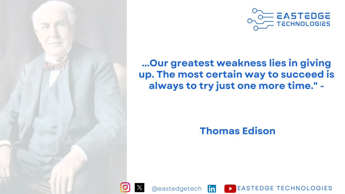 Monday Motivation:

Our greatest weakness lies in giving up. The most certain way to succeed is always to try just one more time.' - Thomas Edison

Have a great week!!!

#businessanalyst #staymotivated #GrowthMindset #Win #itbusinessanalyst #ukjobs #IIBA #BCS