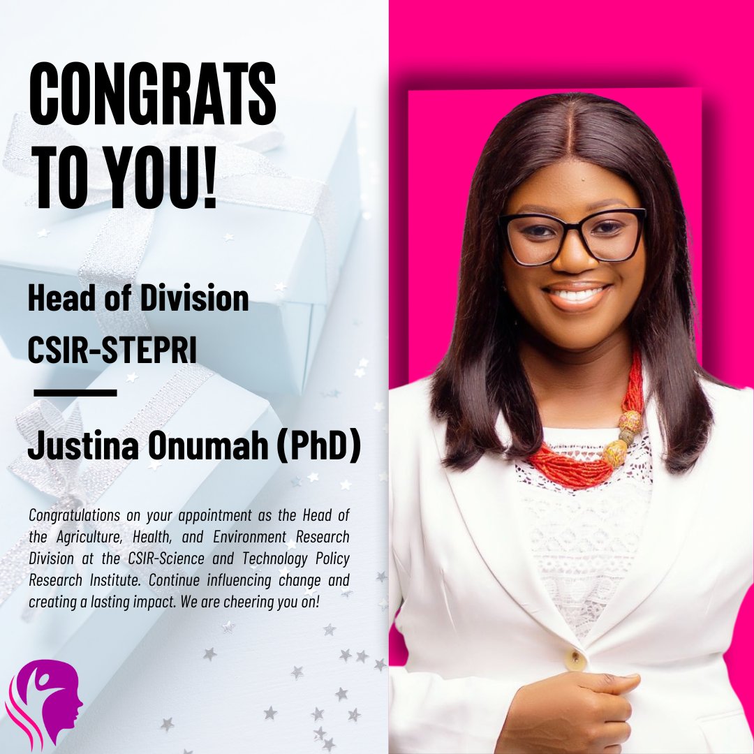 Congratulations @justnumah, on your appointment as Head of the Agric, Health & Environment Research Division at CSIR-STEPRI. With the #IWD2024 theme, we #InspireInclusion by sharing the success of #africanwomen who belong, are relevant & #empowered More; wordsthatcount.org/senior-researc…
