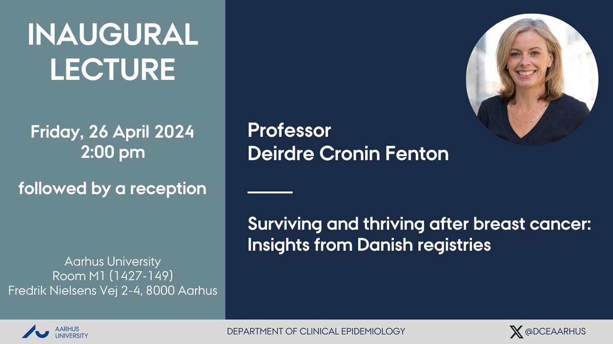 On April 26, Professor @DeeCroninFenton will give her inaugural lecture 🤩 Find more info and register here: kea.au.dk/display/artike… @AarhusUni @AarhusUni_int @AUHdk