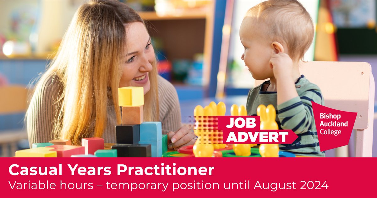We have a new position available for a Casual Early Years Practitioner, to work across all of our fabulous rooms in the nursery.

Closing date: 13 March 2024
Salary: £13.72 per hour

To apply
bacoll.ac.uk/Vacancies/2324…