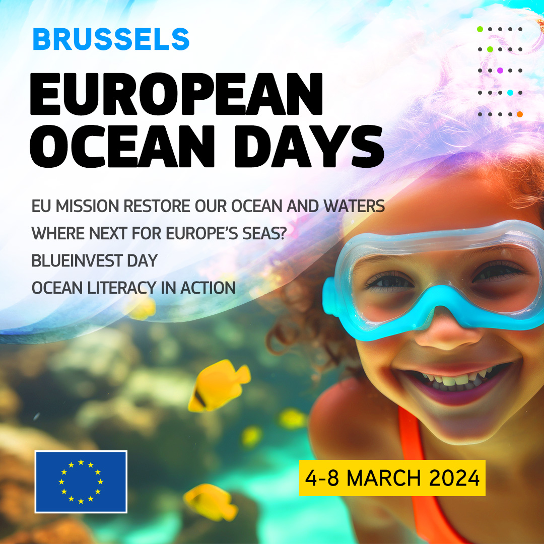 #EUOceanDays start today🌊 Here's what's in store: 🔍Mission Ocean & Waters Forum (5.03) 🔮Future Priorities for Europe's Seas (6.03) 💼BlueInvest Day on (7.03) 📚Ocean Literacy in Action (8.03) Let's make waves for a sustainable future! More here 👉 tinyurl.com/w6nee2k9