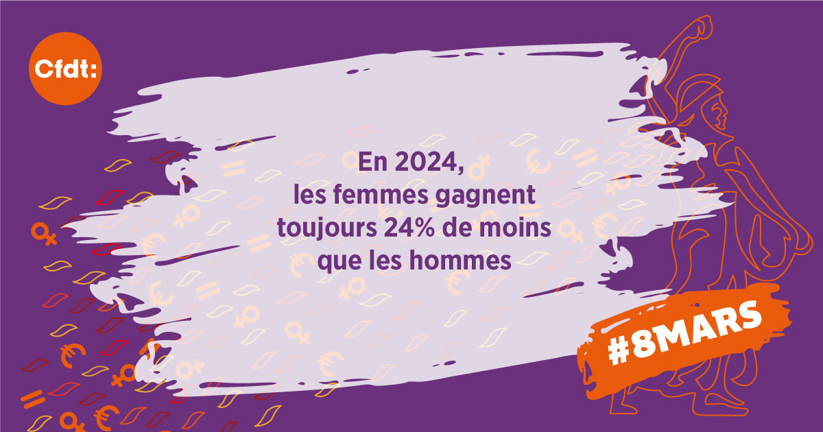 En 2024, en France, nous avons encore 24 % d'écart de salaire entre les hommes et les femmes. Ce n'est pas tolérable. Le #8mars, mobilisons-nous massivement pour une réelle égalité professionnelle et une égalité des droits. La <a href="/fncbcfdt/">Fédération Construction et Bois CFDT</a> sera au RDV !
#egalitehommefemme <a href="/CFDT/">CFDT</a>