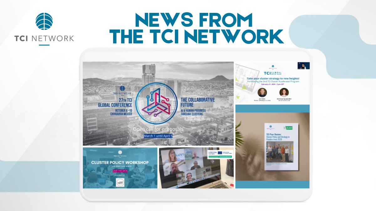 Dive into our latest TCI #newsletter! 📰

🔹#TCI2024 Call for proposals open!
🔹Save the date: #Cluster Policy Workshop in Linz, Austria
🔹 A TCI Peer Review in Flanders...

➡️And much more here: bit.ly/3V1Q780

🔔subscribe to our monthly updates: bit.ly/3JvXQpb