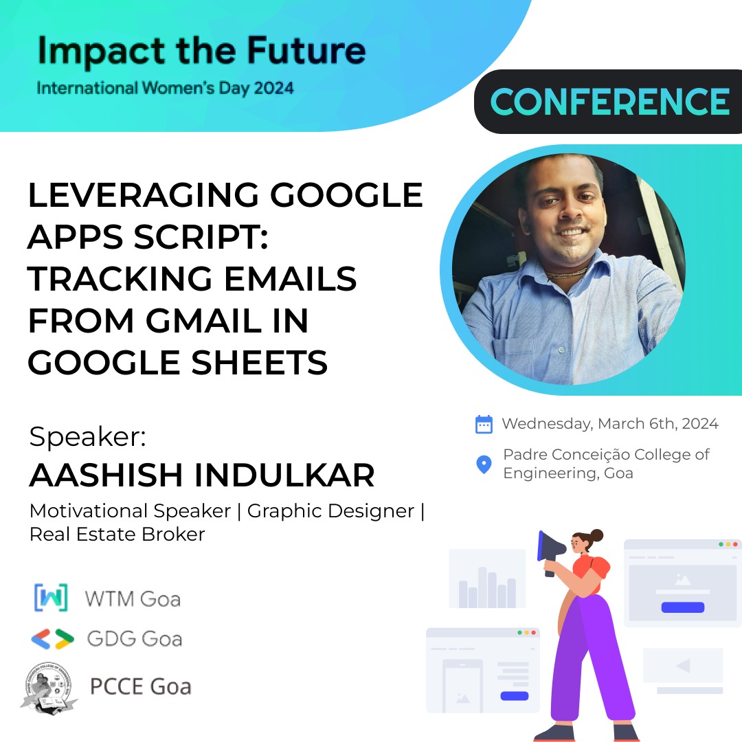 GDG_Goa's tweet image. ✨ Excited to unveil the power of Google App Script! Join to know how to effortlessly track emails from Gmail directly into Google Sheets.

Topic: leveraging Google app script: tracking emails from Gmail in Google sheets 
Speaker: Aashish Indulkar
Venue: @pccegoaofficial