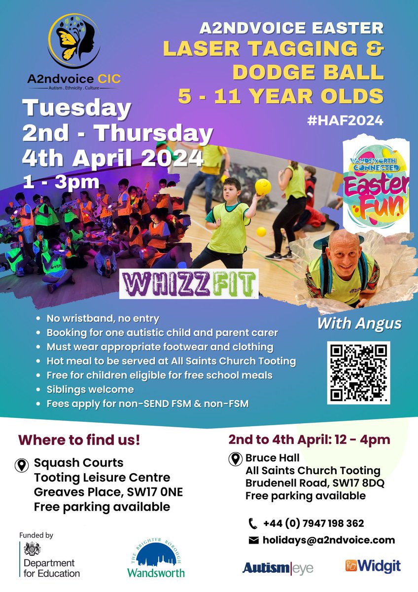 A2ndVoice's tweet image. We delighted to be hosting our #Autism Family #HAFprogram between Tooting Leisure Centre and All Saints Church Tooting.

2 to 5 April
12 to 4pm

a2ndvoice.coordinate.cloud//list

With other activities taking place at Tooting Leisure Centre.

@wandbc
@WAdvisoryAutism 
@educationgovuk