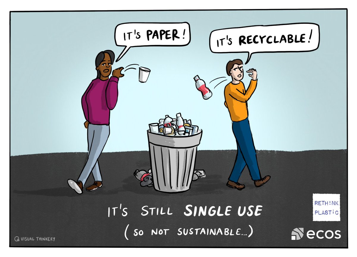 🍟 Paper-based food packaging contains plastic and causes deforestation. 🧋Most plastic packaging is not recyclable, contains toxic chemicals and pollutes. Single-use is unsustainable, no matter the material. Time for real change! #reuse @EU2024BE @Frederiqueries @EU_Commission