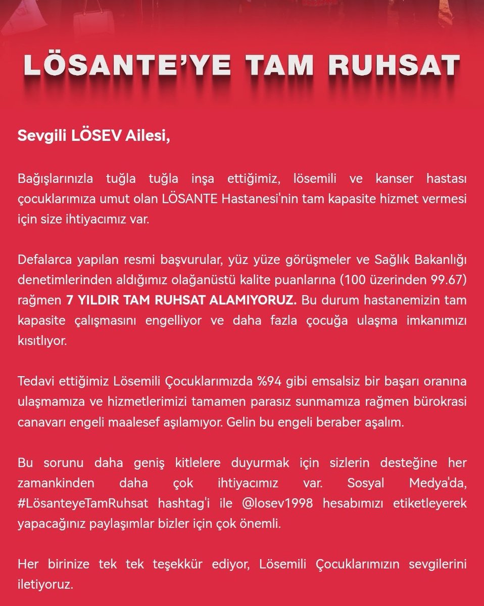 Destek verelim
#LösanteyeTamRuhsat
<a href="/losev1998/">LÖSEV</a>