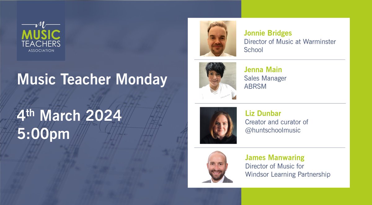 Join us today for a with a free webinar exploring problem-solving, with panellists Jonnie Bridges from @Warminster1707, @jpmanwaring and Liz Dunbar from @HuntSchoolMusic, and guest from @ABRSM Free to attend; register here:🎟️tinyurl.com/4xsnxt98