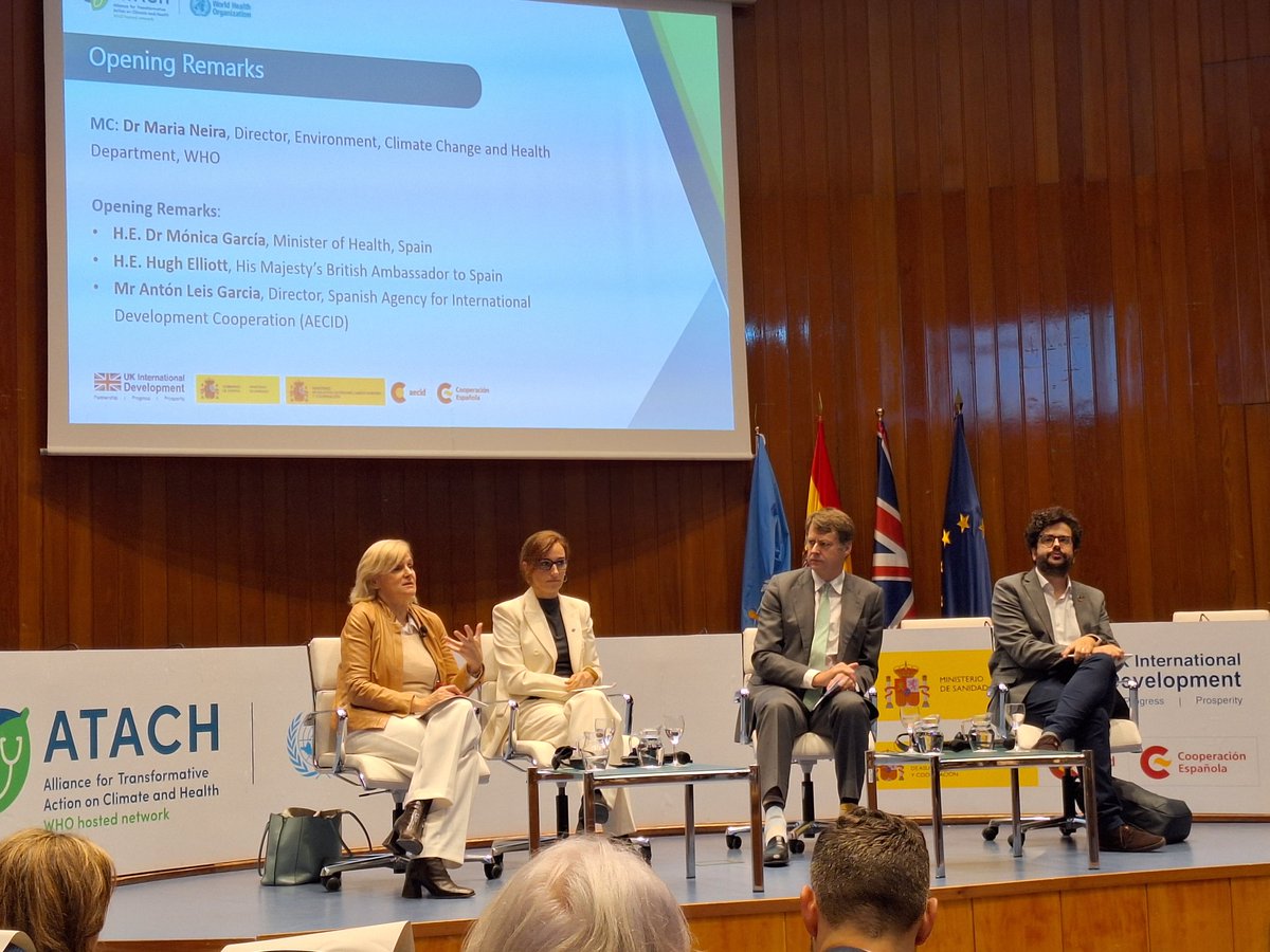 Great announcement by <a href="/sanidadgob/">Ministerio de Sanidad</a> at the <a href="/WHO/">World Health Organization (WHO)</a> #ATACH global meeting: Spain's health system going Net Zero before 2050!