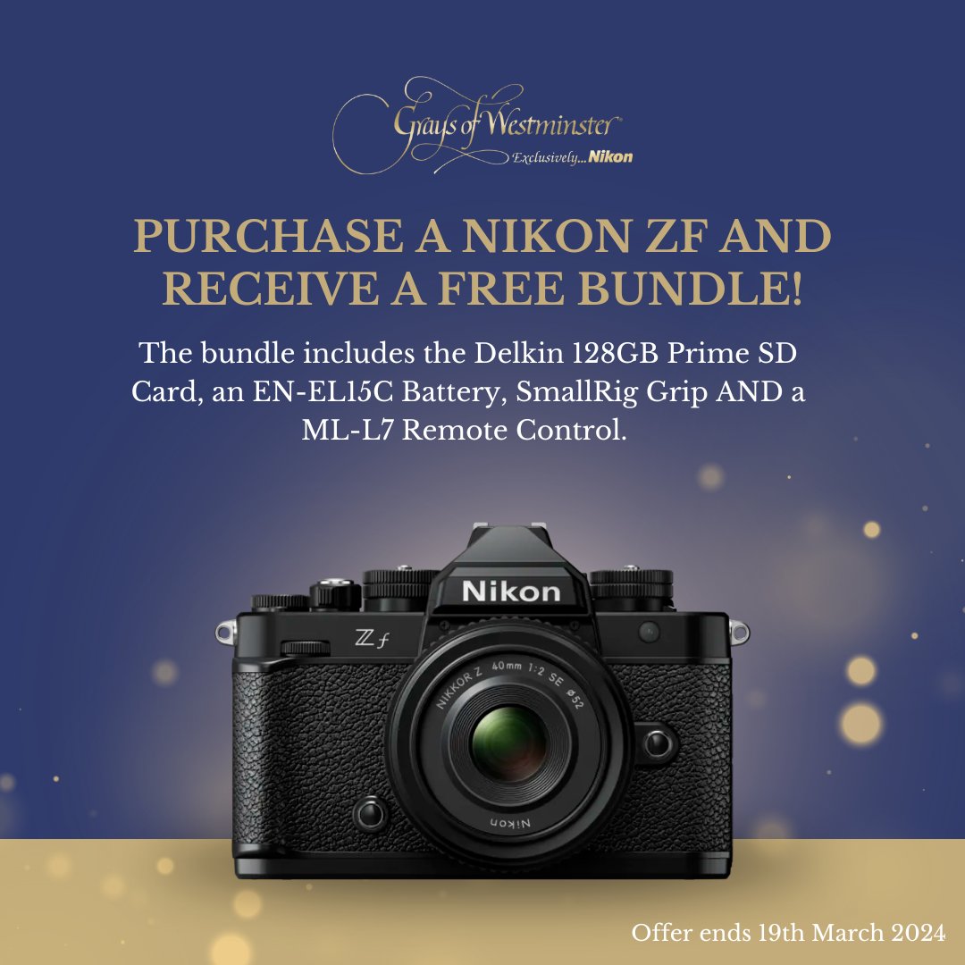 Receive a FREE Accessory Bundle with a #NikonZF purchase! 🤩 We are giving away accessory bundles with any #Nikon ZF purchase. The bundle includes a Delkin 128GB Prime SD Card, an EN-EL15c Battery Pack, a SmallRig Grip and an ML-L7 Remote Control! > zurl.co/I9hE