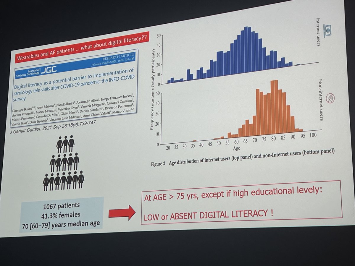 Dominik_Linz's tweet photo. #AFib2024
#AFib Diagnosis & Patient Selection
The first debate during the #PracticalSessions
The traditional (analogue) approach
@BorianiGiuseppe
Why:
- low digital literacy of our patients
- #wearables induce anxiety
- no optimal accuracy, no reimbursement
vs.
The digital approach
@EmmaSvennberg
Why:
- wearable-derived #ECG is accurate
- #mHealth makes rhythm monitoring widely available
- Increased AF detection