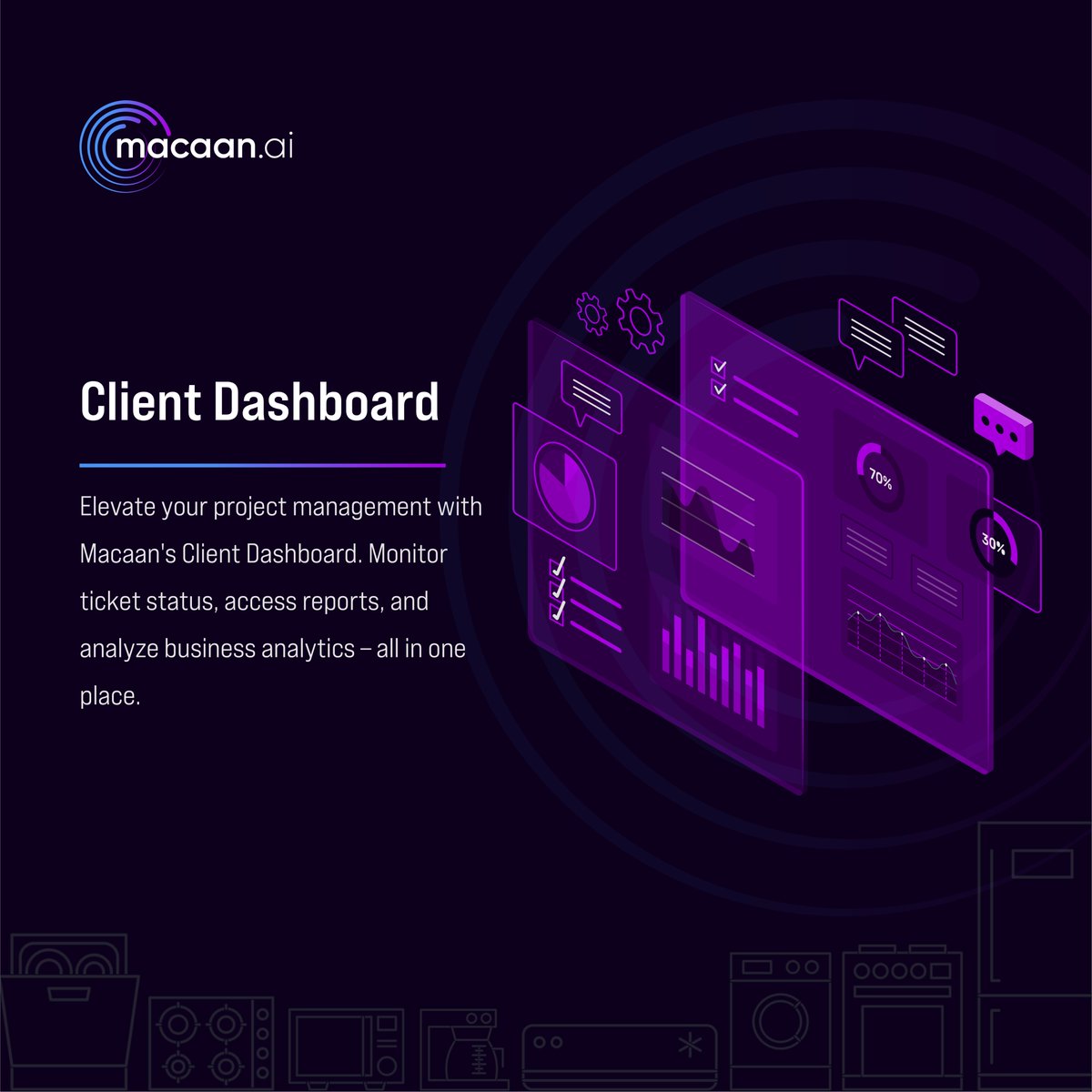 MacaanAI's tweet image. The client dashboard keeps you up to date with the performance of your active Macaan modules. A one-stop management platform for Macaan&apos;s suite of solutions!
#macaansolution #clientdashboard #startup #homerepair #homemanagement #artificialintelligence #ai #proptech #macaan