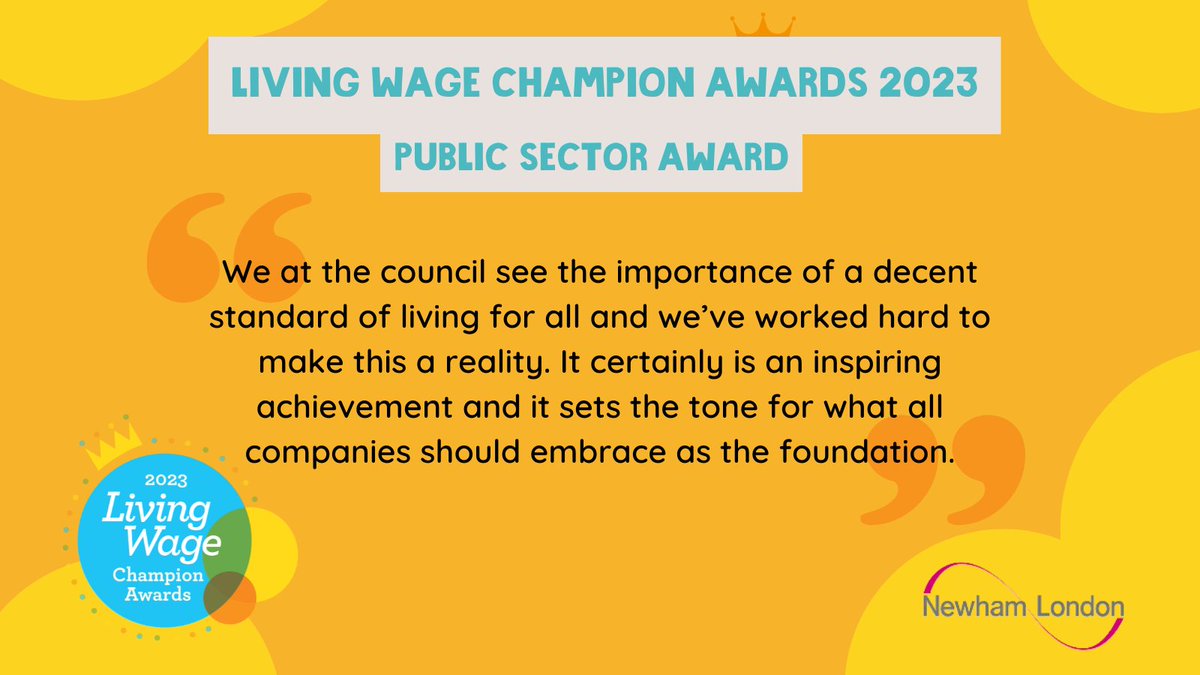 What does it take to win a #LivingWageChampion award?

Ask Public Sector Award winners 2023 <a href="/NewhamLondon/">Newham London 💙</a>!

⬆️ uptake of the #LivingWage is top of their agenda, with accreditations in Newham doubling in 2 years 

Nominations for 2024 Awards now open 👉 ow.ly/oGOT50QCEym