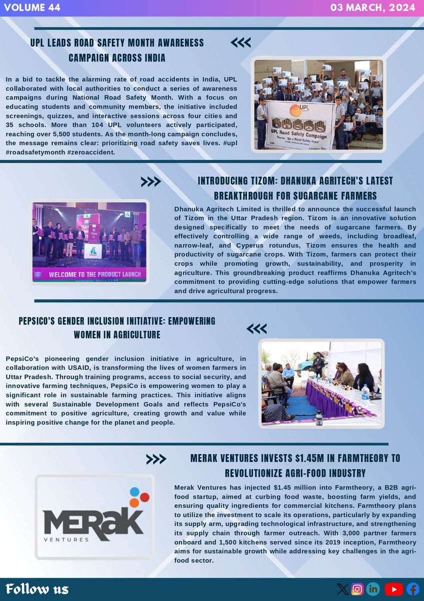 BhuMabm's tweet photo. Exciting updates from 𝐌𝐁𝐀-𝐅𝐨𝐨𝐝 &amp; 𝐀𝐠𝐫𝐢𝐛𝐮𝐬𝐢𝐧𝐞𝐬𝐬! 
Highlights: "𝐒𝐚𝐥𝐢𝐛𝐫𝐨" Nematicide launch, Varaha raises $8.7M, IFFCO tops coop ranking 5th year, Yara Intl. (India) achieves "Great place to work" cert., and many more. 
Stay tuned for more agri insights! https://t.co/jmC2KoBKbs