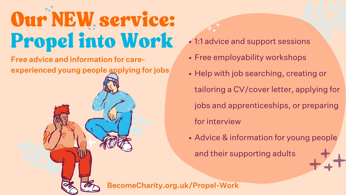 🎉 It's #NationalCareersWeek & we are launching our NEW Propel into Work service. 💜 Free information, advice & support for #CareExperienced young people applying for jobs & apprenticeships ➡️ Explore our new pages: becomecharity.org.uk/get-support/pr…