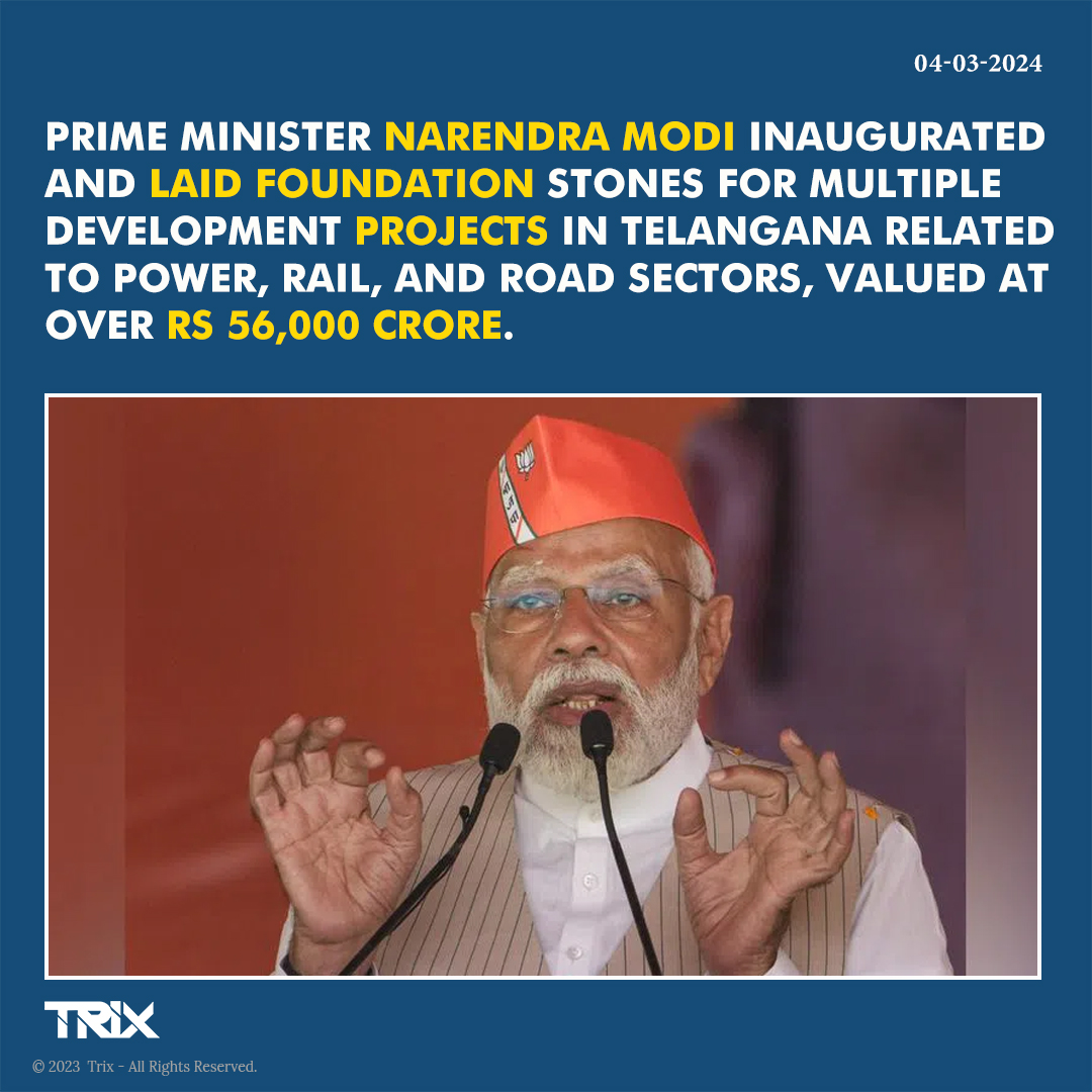 'PM Modi Unveils Rs 56,000 Crore Telangana Development Projects'

#NarendraModi #TelanganaDevelopment #Infrastructure #Inauguration #FoundationStone #PowerSector #RailSector #RoadSector #DevelopmentProjects #TelanganaProgress #Investment #InfrastructureGrowth #trixindia