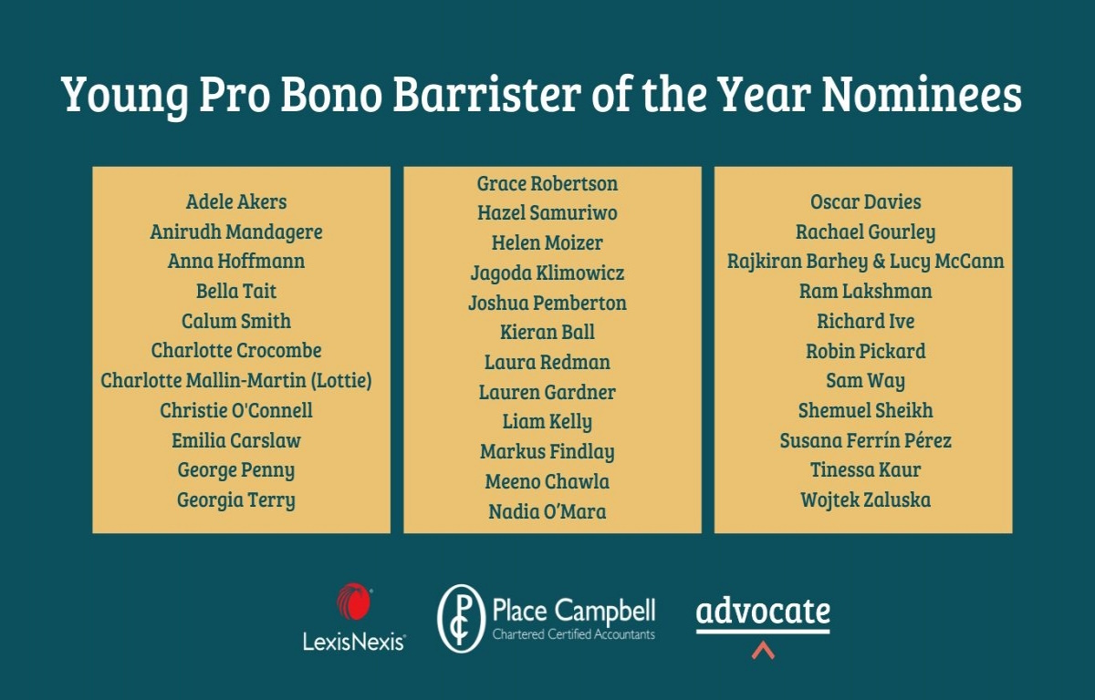 🎉 Laura Redman's nomination in #BarProBonoAwards24. 🎉 Laura's nominated in @WeAreAdvocate's 'Young Pro Bono Barrister of the Year' category for her pro bono dedication & willingness to go the extra mile in her pursuit of social justice. The final awards are announced on 8 May.