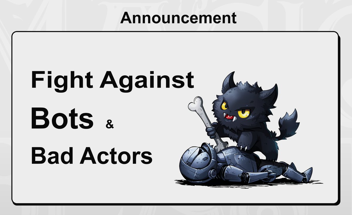 Magic Beast (@magicbeastio) on Twitter photo ⚔️Fight Against Bots & Bad Actors
🕵️The Magic Beast team always stands with the community, ensuring that 0% of bad actors ever enter our game
🔗Read more - magicbeast.medium.com/fight-against-…
Special Thanks to <a href="/alcorexchange/">Alcor Exchange</a> and Nemo
#Ban #NoBots #Magicbeast #freefrombots ⚔️Fight Against Bots & Bad Actors
🕵️The Magic Beast team always stands with the community, ensuring that 0% of bad actors ever enter our game
🔗Read more - magicbeast.medium.com/fight-against-…
Special Thanks to <a href="/alcorexchange/">Alcor Exchange</a> and Nemo
#Ban #NoBots #Magicbeast #freefrombots