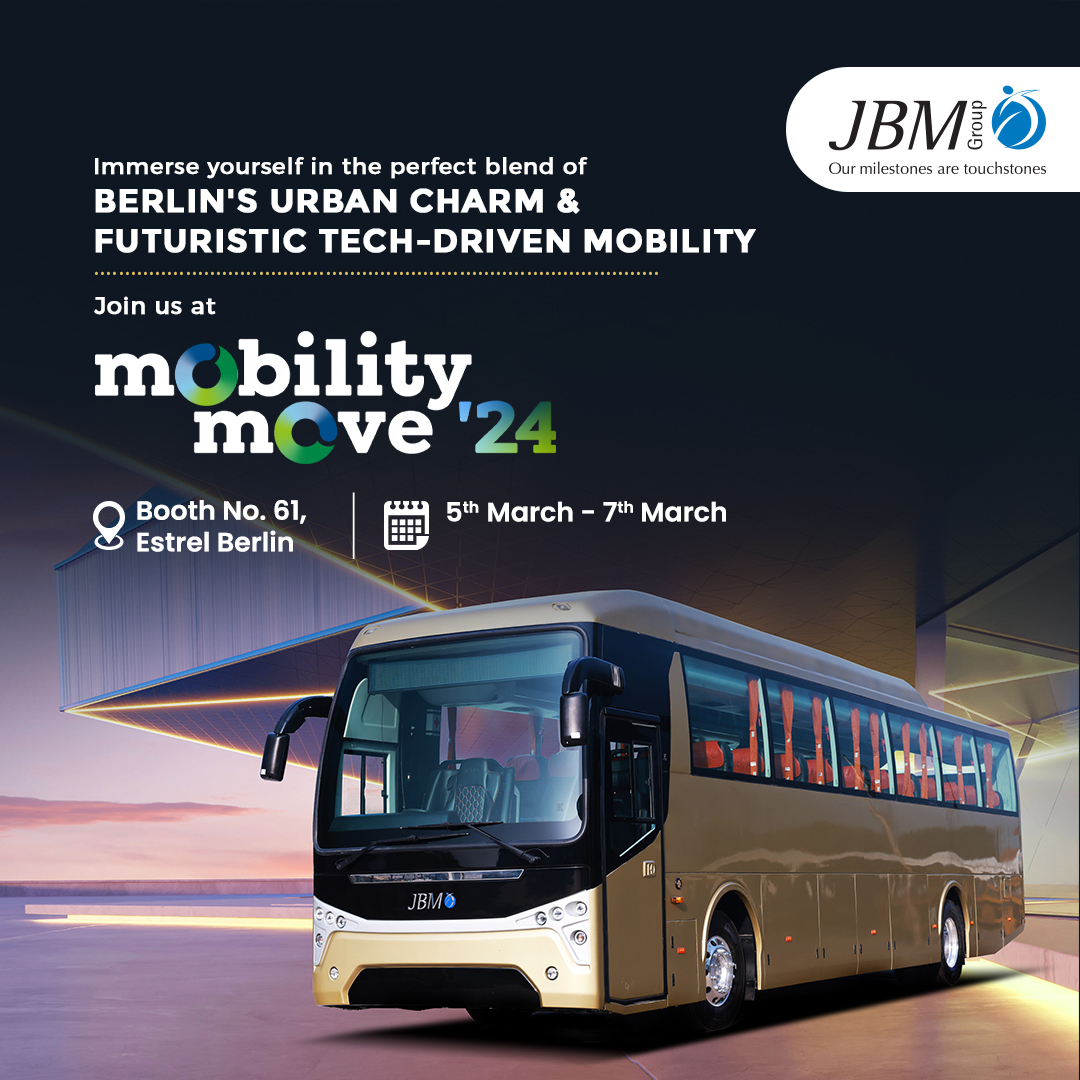 JBM takes center stage in Berlin for Mobility Move ‘24. Explore groundbreaking advancements, visionary technology, & redefine your perception of mobility with us!

📅 - 5-7th March
📍- Booth Number 61, Estrel, Berlin
#MobilityMove #MobilitySolutions #JBMInBerlin #JBMGroup