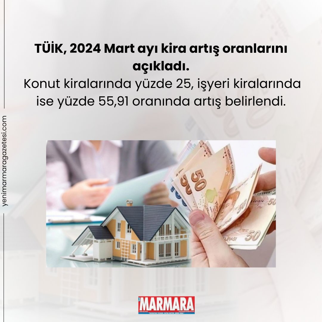 📊 Türkiye İstatistik Kurumu (TÜİK) tarafından yapılan açıklamaya göre, 2024 Mart ayında konut kiralarında yüzde 25, işyeri kiralarında ise yüzde 55,91 oranında artış kaydedildi. 🏡📈. #TÜİK #KiraArtışı #Ekonomi #KonutKira #İşyeriKira #EkonomiVerileri