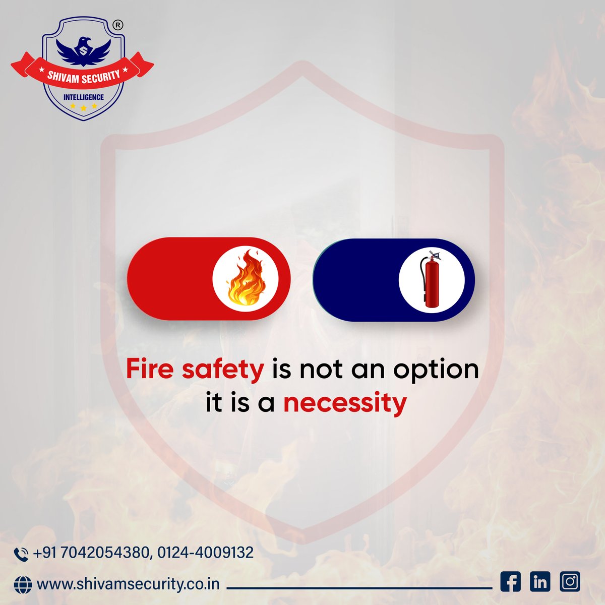 Stay ahead of fire risks with Shivam Security &amp; Intelligence. Our experts offer inspections, extinguisher training, and tailored safety plans for your property

Call +917042054380
Visit - shivamsecurity.co.in/security-servi…

#firesafetysecurityservices #shivamsecurityservices