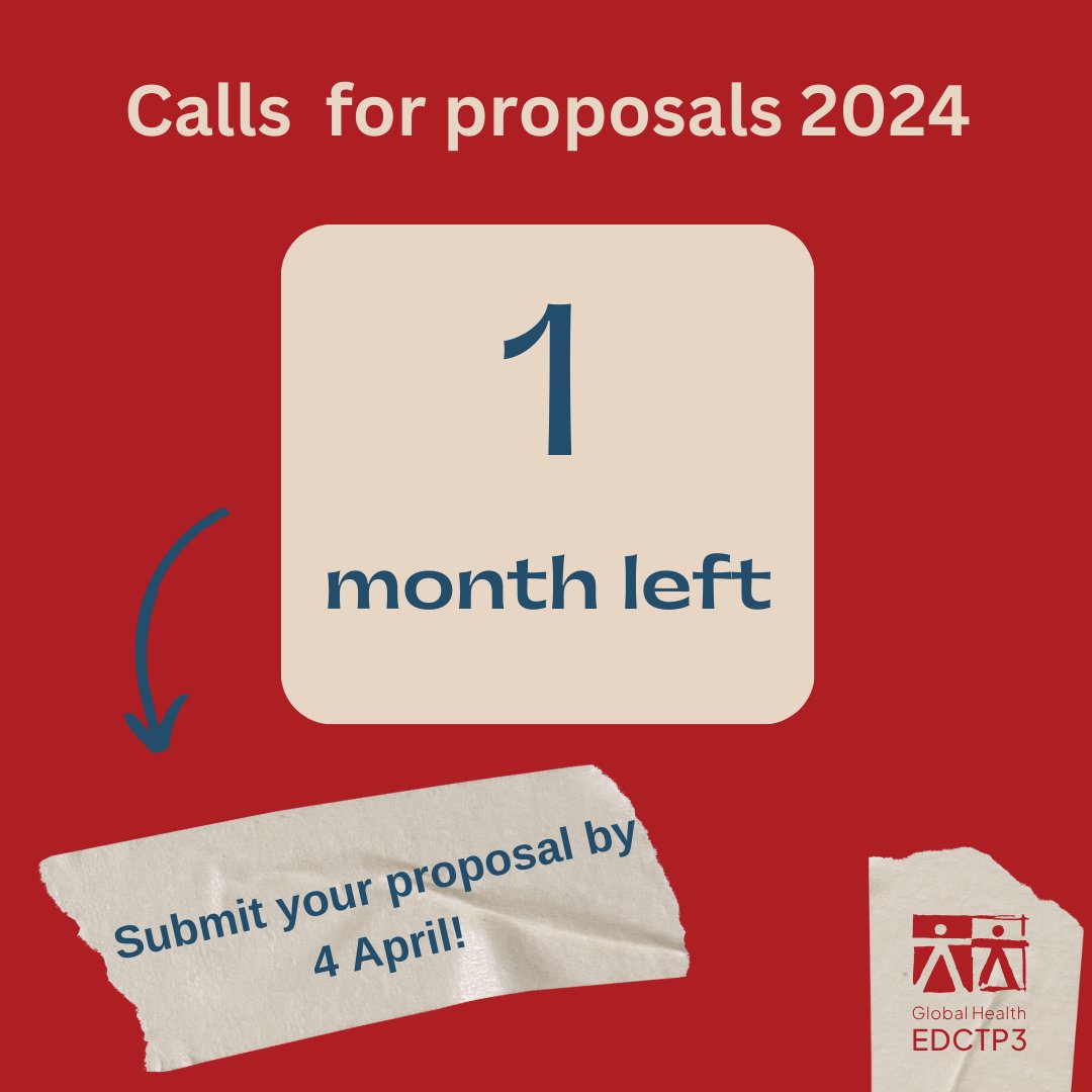 ❗ One month left to submit your project proposal under the 2024 #EDCTP work programme ❗

This year €140 million are available to fund #research and capacity-building projects related to infectious diseases in Sub-Saharan #Africa through seven topics.

➡️globalhealth-edctp3.eu/resources/work…